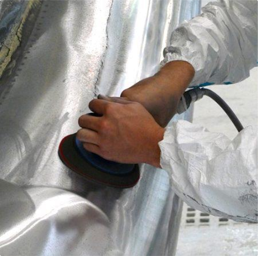 polishing aircraft brightwork with buffing machine